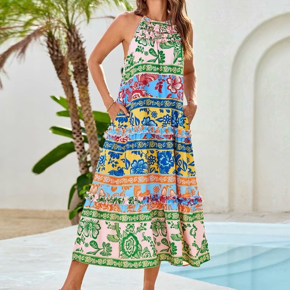 Grace Karin Multicolor Floral Maxi Dress